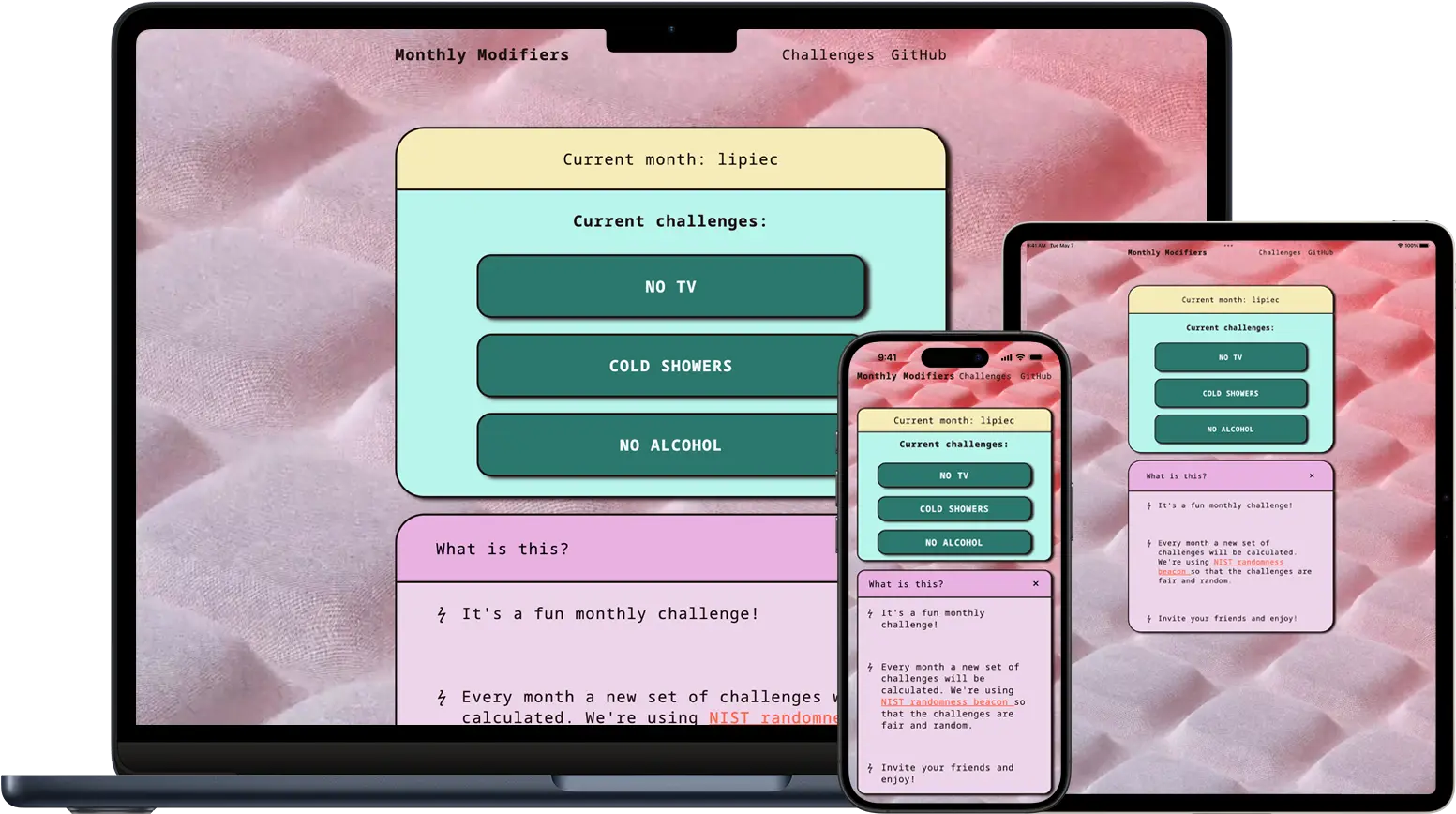 Monthly Modifiers screenshot